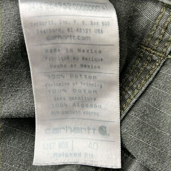 🔥 Vintage CARHARTT Relaxed Fit Heavy Denim Cargo Shorts Army Green Sz 40 - EUC - Picture 7 of 8